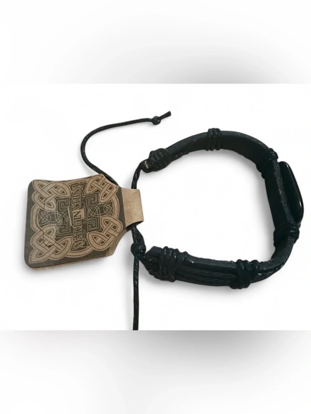 Black Leather Peace Heart Bracelet | Adjustable Unisex | Boho Y2K